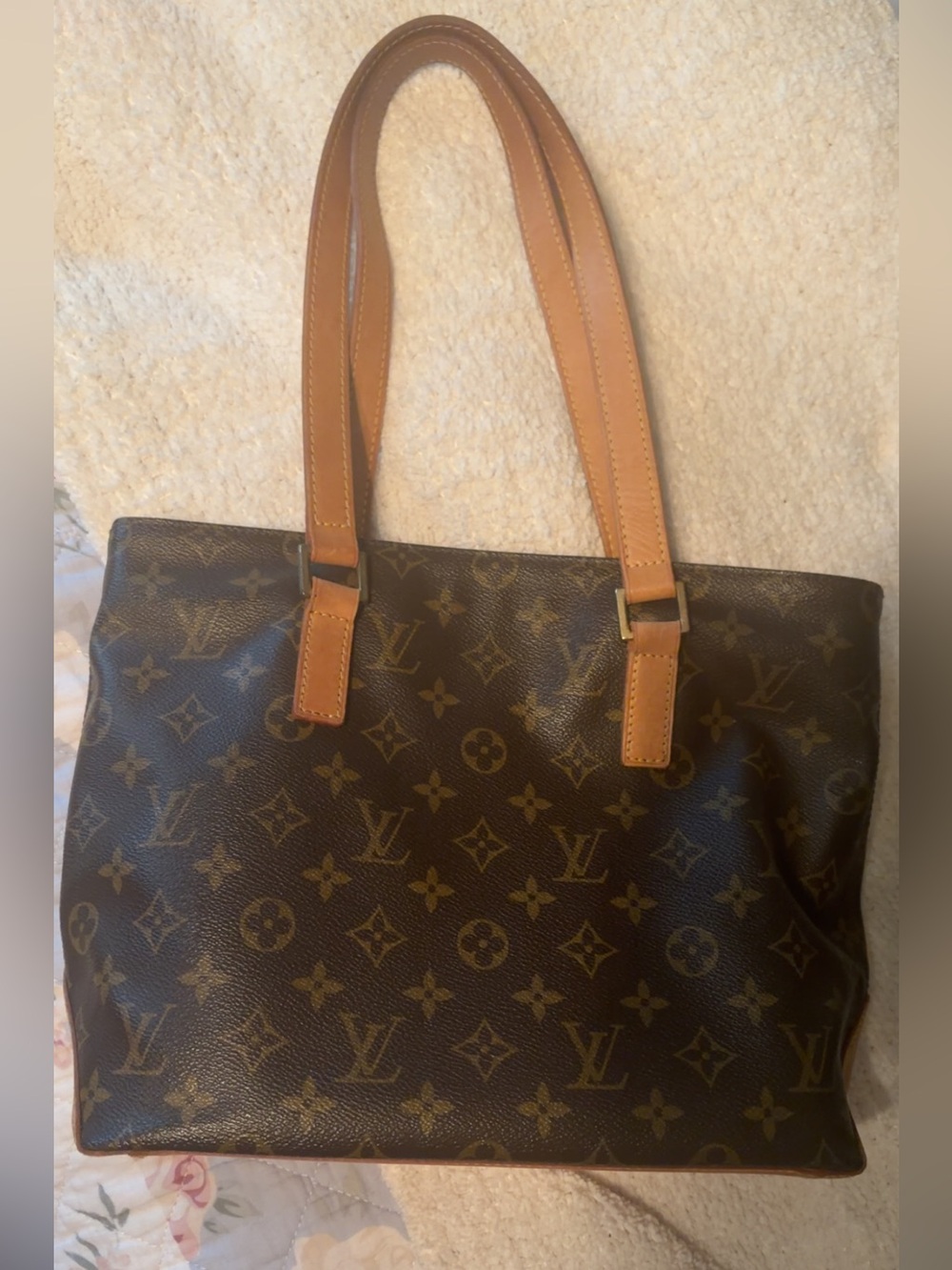 Louis Vuitton Monogram Canvas Tote in Brown with Tan Straps - Picture 7 of 8